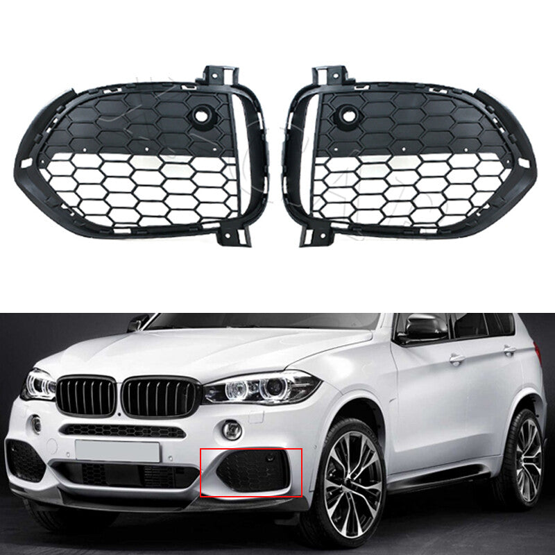 Pair Front Bumper Grille Fog Lamp Cover Frame for BMW X5 F15 2012-2015 M Sport