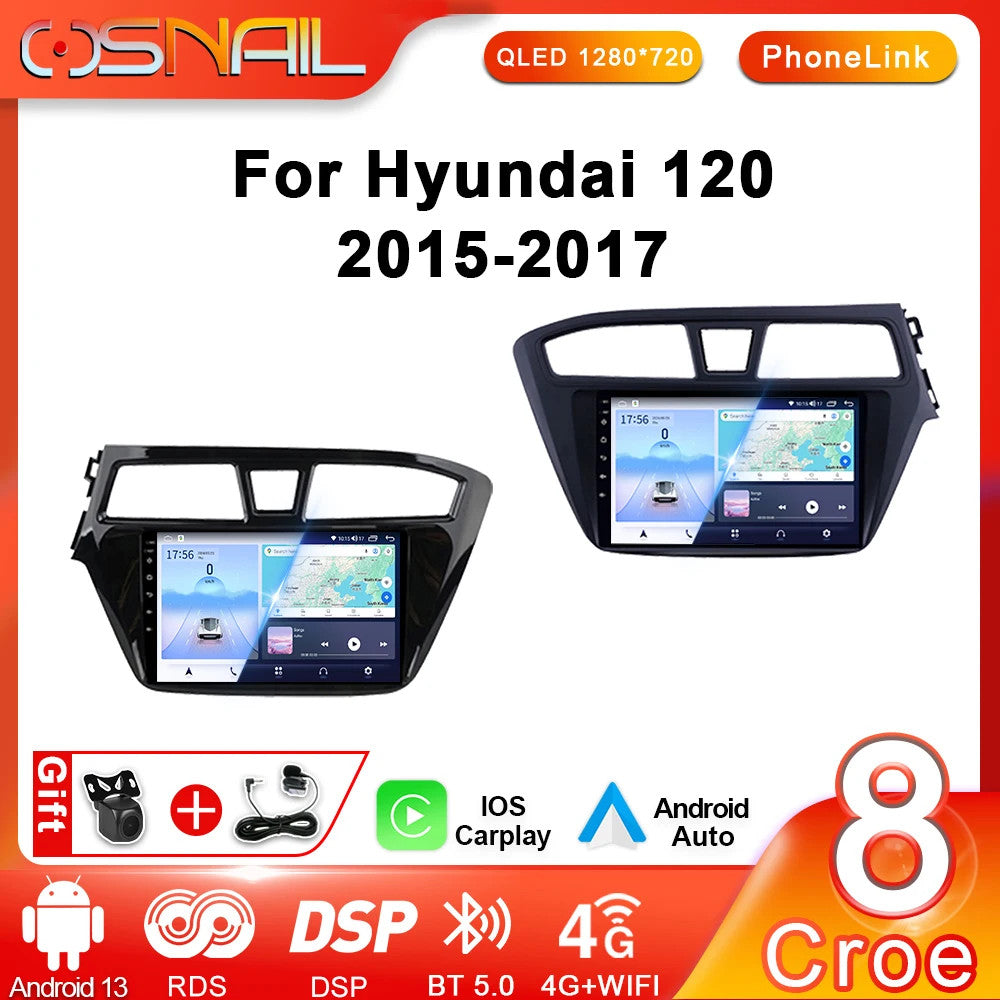 for Hyundai i20 2 II GB Android Auto CarPlay Car Radio GPS Video Player Screen