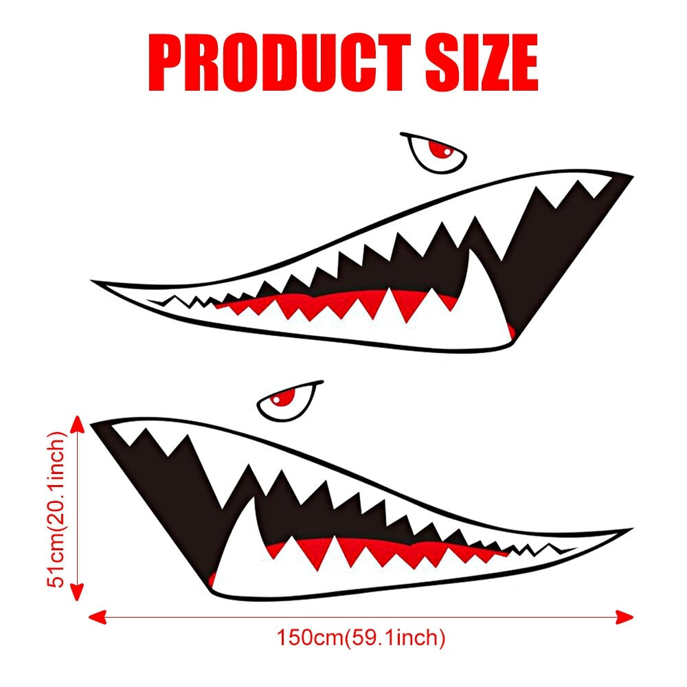 2pcs Carton Shark Decal Car Body Sticker Self-Adhesive PVC Car Sticker Decal