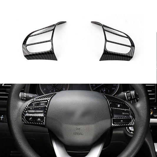for Hyundai Kona 2018-2022 Carbon Fiber Inner Steering Wheel Button Cover Trim