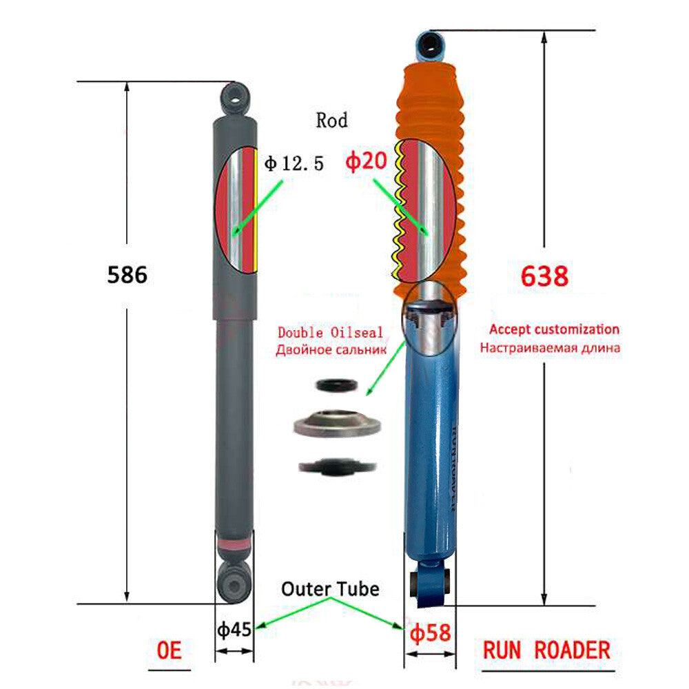 for Nissan Patrol Y60 Y61 TD42 TB42E Pair Rear High Performance Shock Absorber
