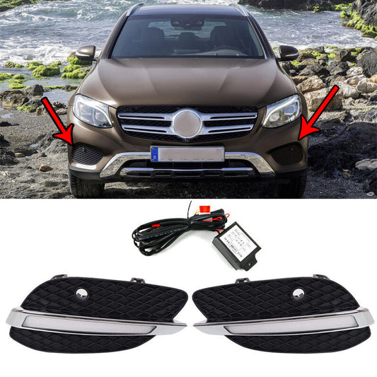 Suitable for Mercedes-Benz GLC X205 15-16 bumper daytime running lights, turn signals, and fog lights (2 pieces)