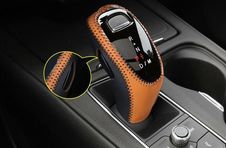 Fit for Cadillac XT5 2020-24 PU Leather Brown Console Gear Shift Knob Cover Trim