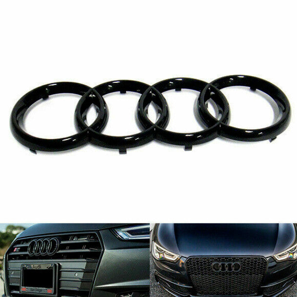 for Audi for A5 Sportback Badge Ring Cover Front Grille Badge Gloss Black 2020 - 2022