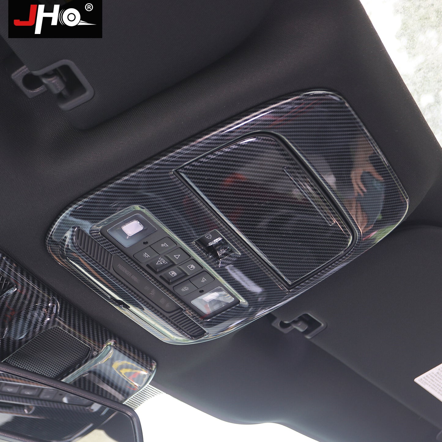 ABS Carbon Fiber Front Reading Light Decor Panel Cover Trim for Ford F150 2021+