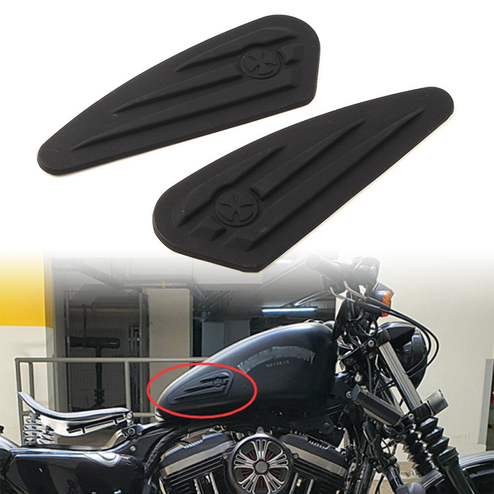 Fit for Harley Softail Dyna Sportster Rubber Fuel Gas Tank Knee Pads Decals Stickers