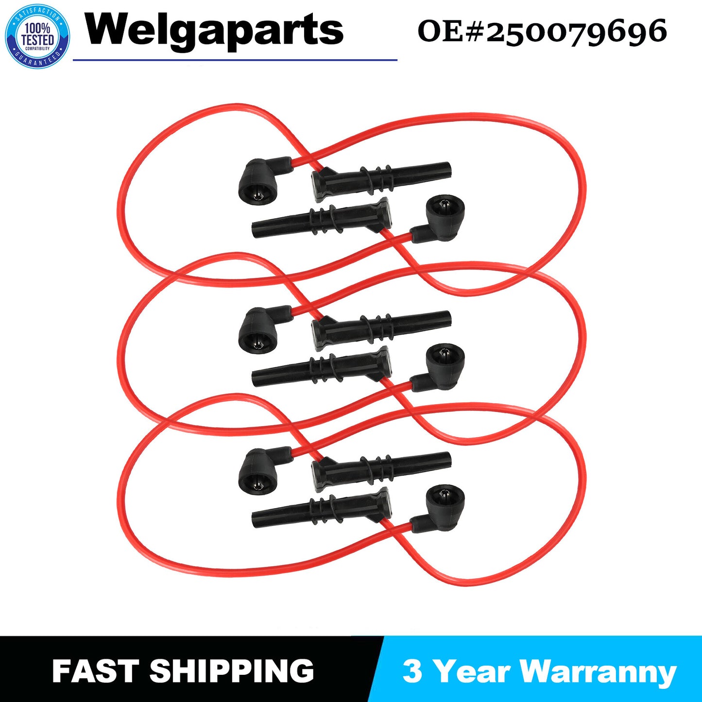 St of 6 for Volkswagen for Passat for Audi A4 Ignition Spark Plug Wire Cable 250079696