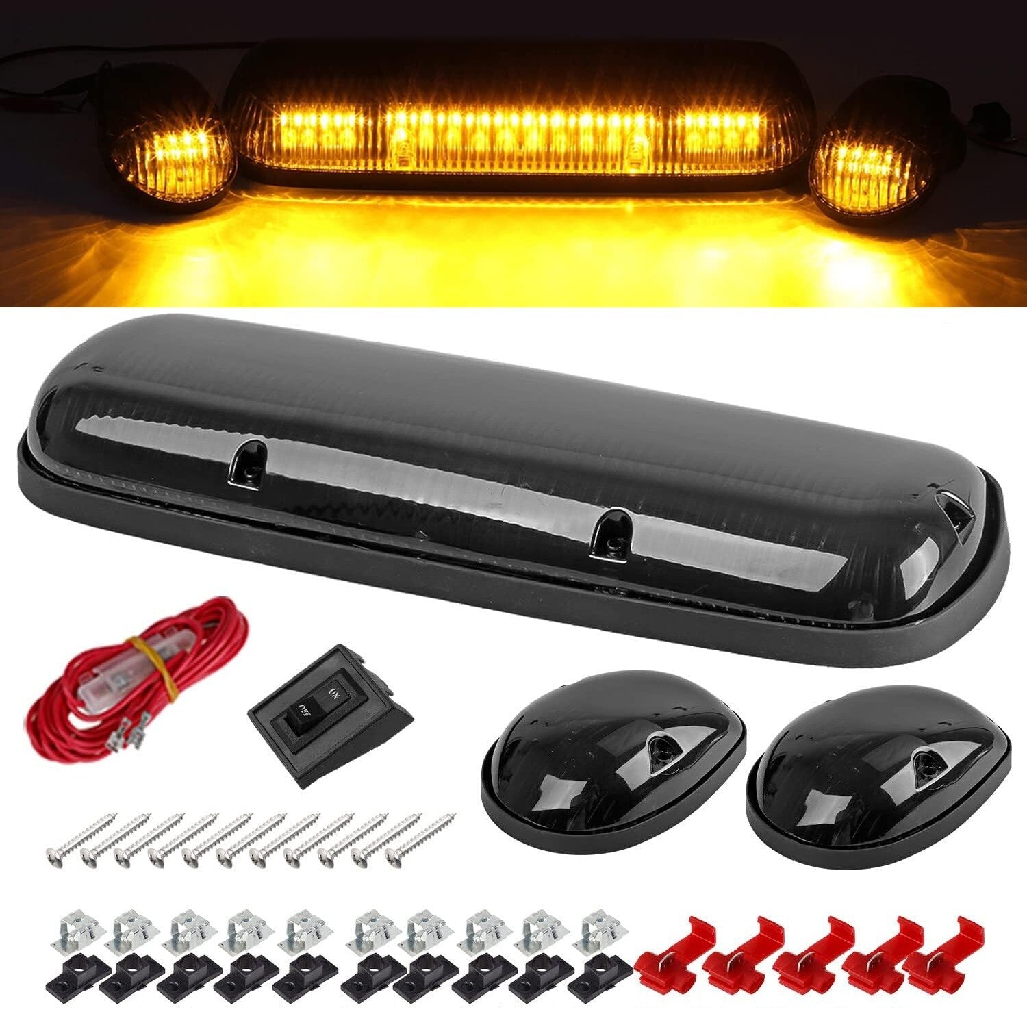 3x LED Smoked Amber Cab Roof Top Marker Lights For 2002-2007 for Chevrolet Silverado