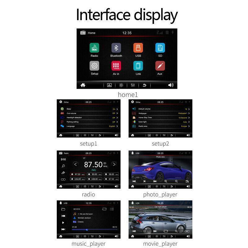 7 Touch Car Stereo MP5 Player GPS Radio Stereo FM BT Multimedia Support