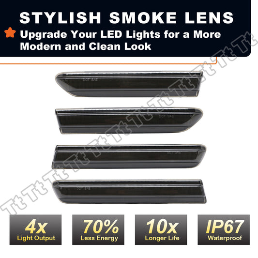 4x Smoked Front and Rear LED Side Marker Lights for 2007-2008 for Acura TL S Model Only