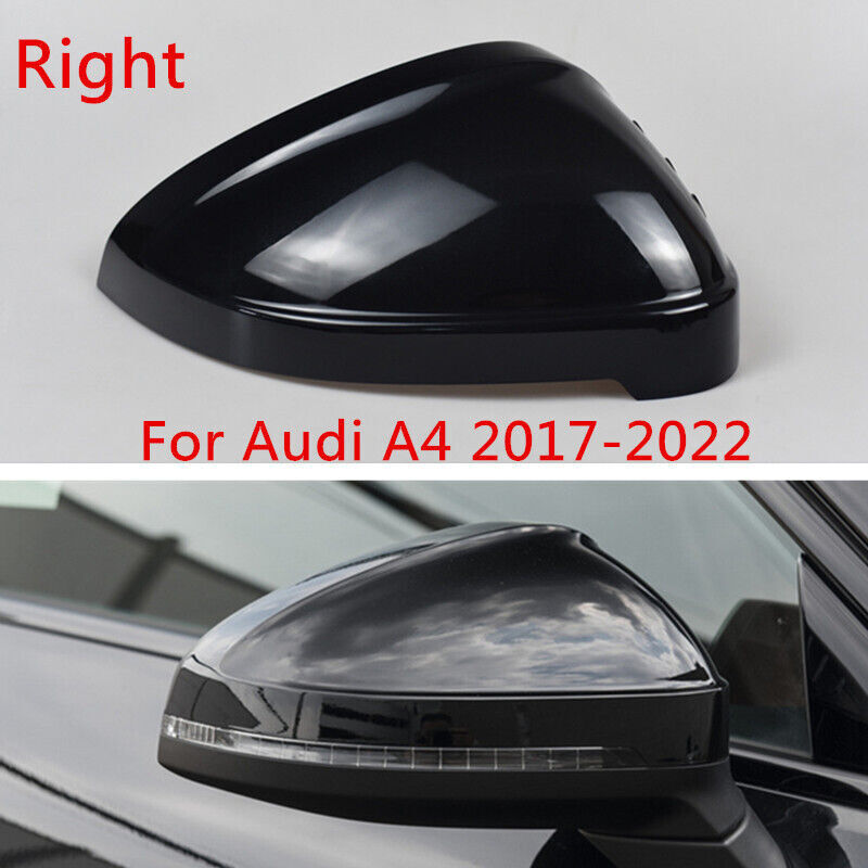 Black Right Side Rearview Door Mirror Cover Shell Cap Fit for Audi A4 2017-2022