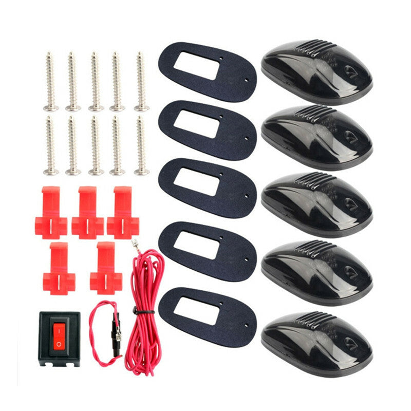 5Pcs Car SUV Cab Roof Marker Lights Black Smoked Lens External Semaphore Lamp