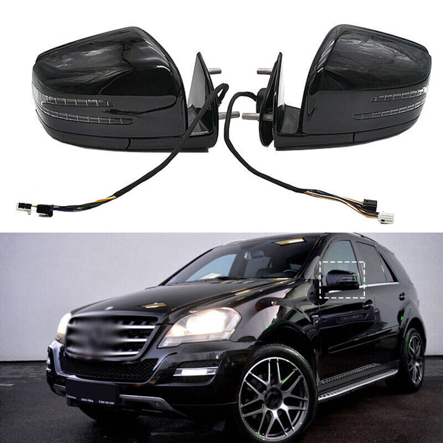 Rear View Side Mirror Assembly Black For 2005-2011 for Mercedes-Benz W164 X164 ML GL