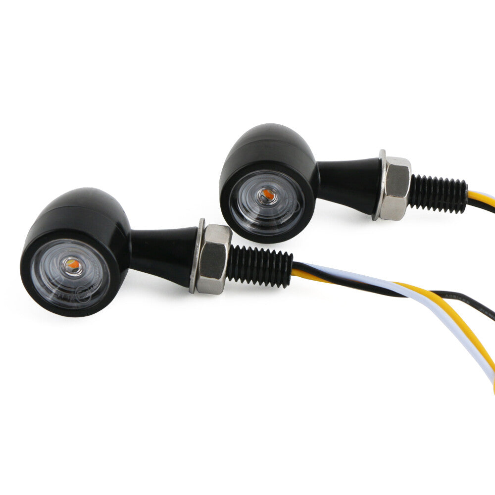 2-Piece Motorcycle LED Turn Signal Lights (DRL) for Bobber Racer, Amber + White