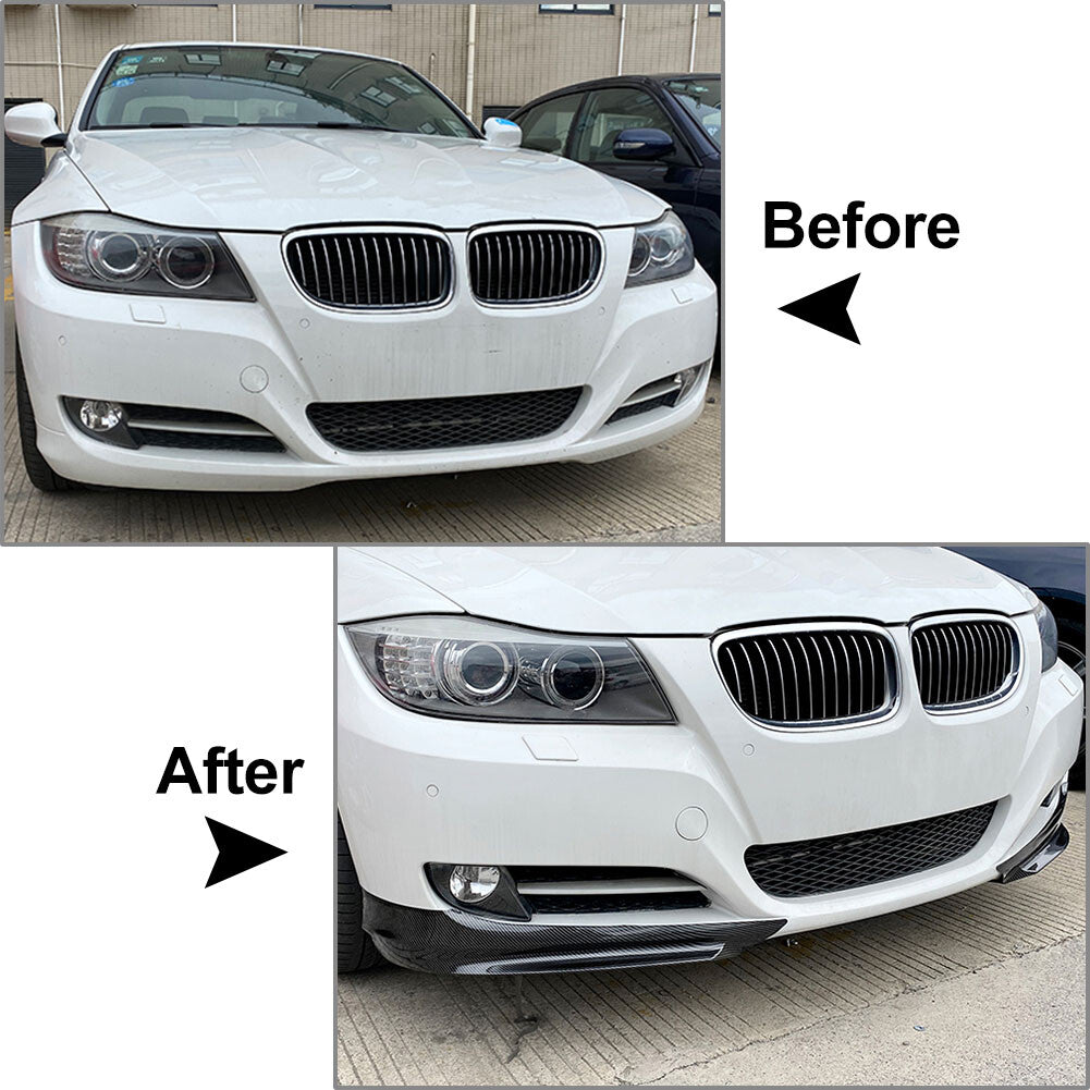 Carbon Black Front Bumper Lip Aprons for BMW 3 Series E90 4-Door Sedan 2009-2012