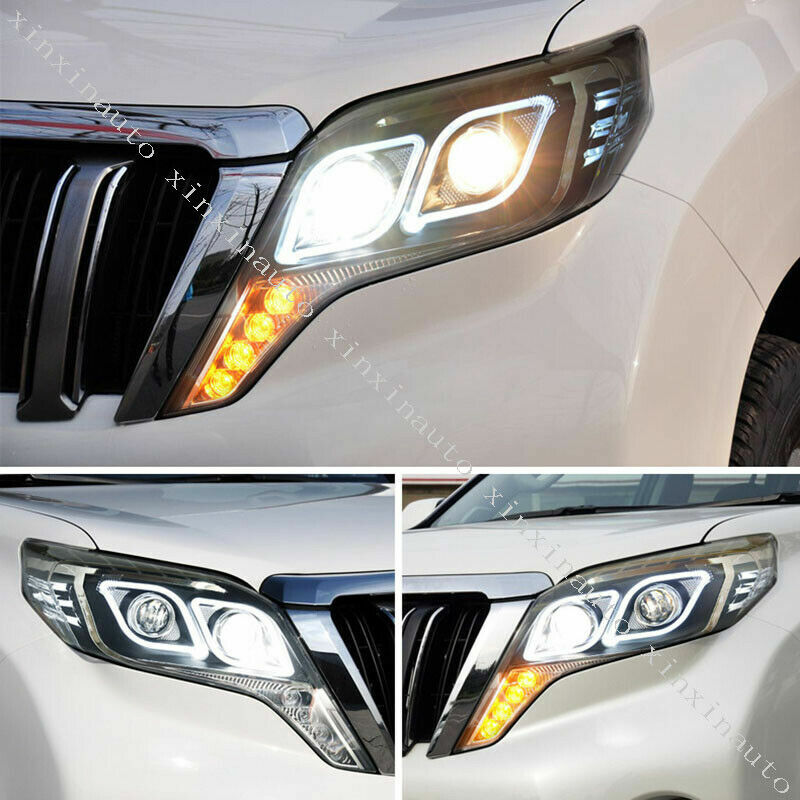2X LED Headlights Led Car Lights Angel Eyes Xenon HID for Toyota Prado 2014-2017