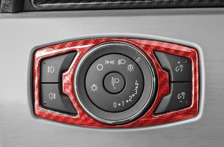 for Ford for Mustang 2015-2022 Red Carbon Fiber Function Control Button Frame Trim