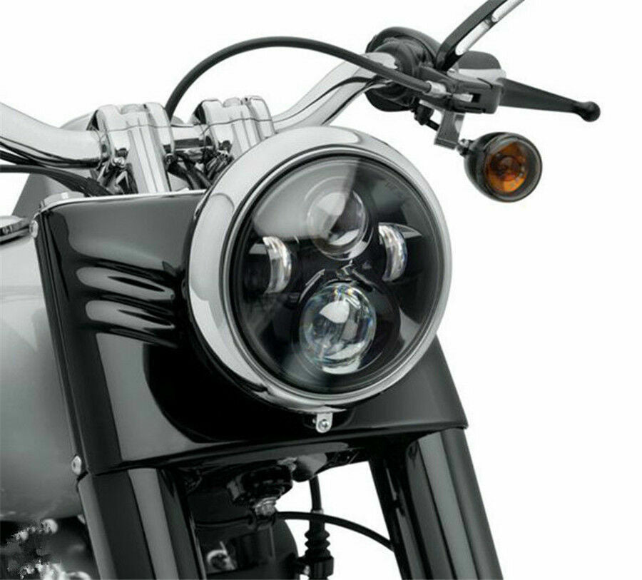 Headlight 7 Motorcycle Motorbike Front Light Headlamp Hi/Lo Universal LED Black