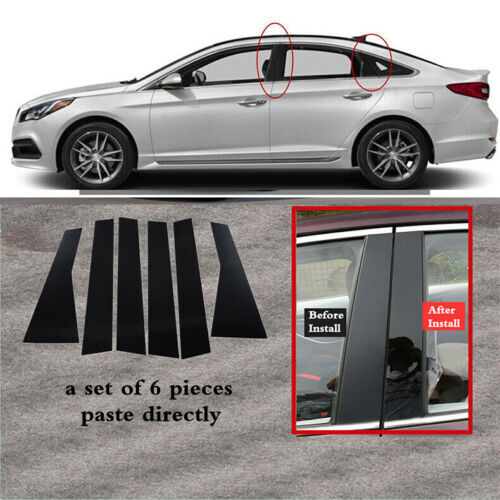 Black Pillar Posts for Hyundai Sonata 2015-2019 6p Set Door Trim Piano Cover PC