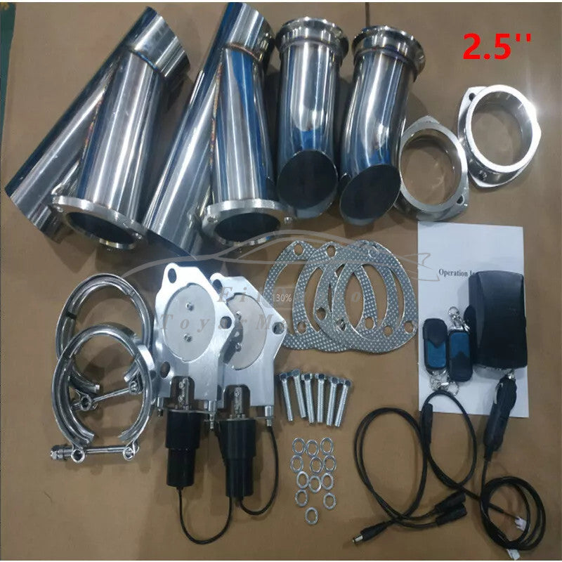 Remote Switch 2.5 Dual Electric Exhaust Control Valve E-Valve Y Pipe kit with
