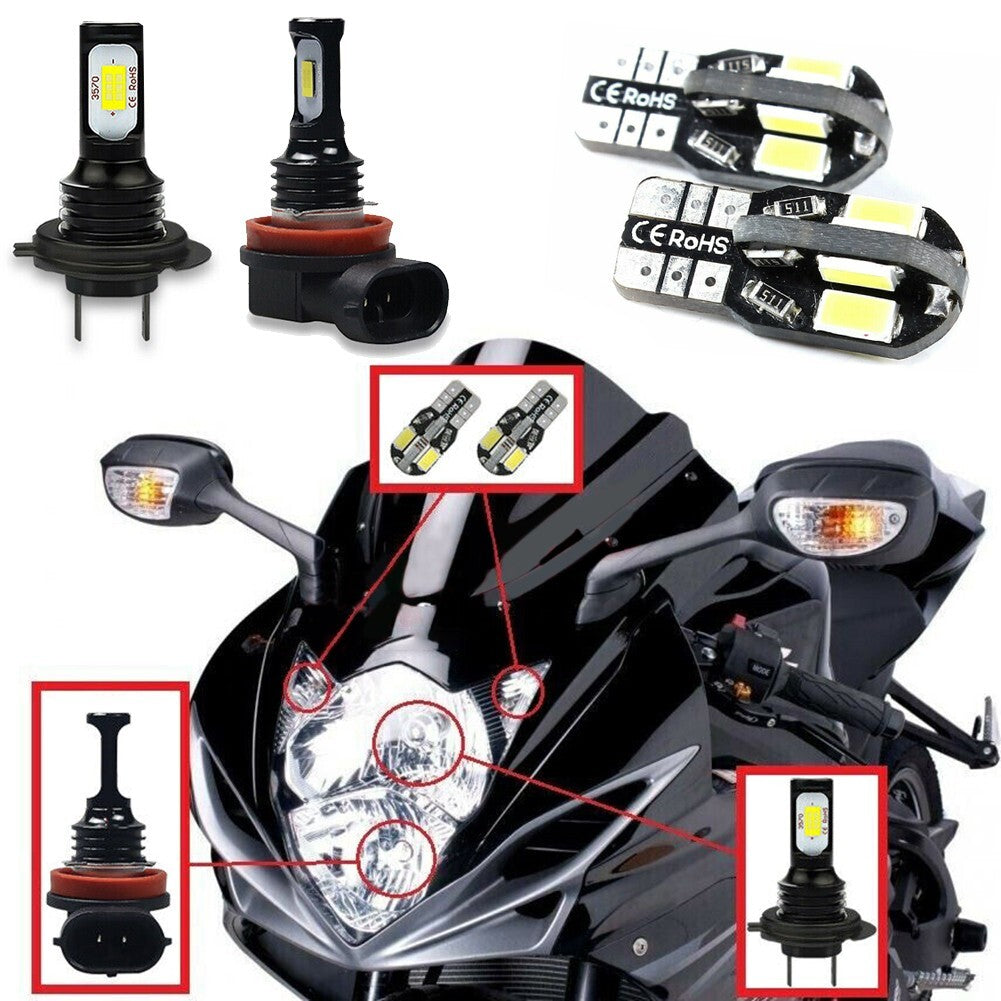 4x LED Headlight Parking Light Bulbs Set White for Suzuki GSXR 600/750 2011-2020