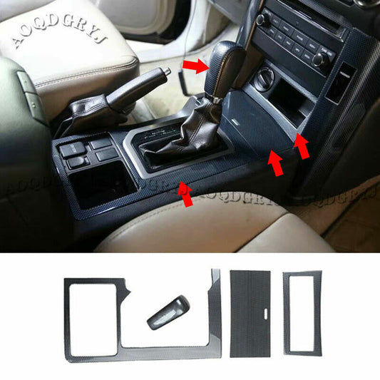 for Toyota Prado 2010-17 Carbon Fiber ABS Central Gear Shift Knob Cover Trim 4x