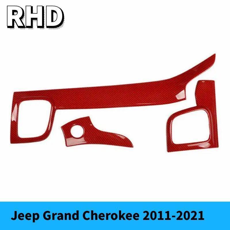 for Jeep Grand Cherokee 11-21 RHD Control Dashboard Panel Trim Red Carbon Fiber