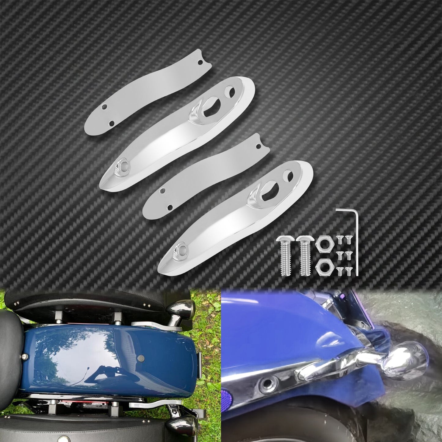 Chrome Rear Turn Signal License Plate Relocation Extension Kit Fit For Softail