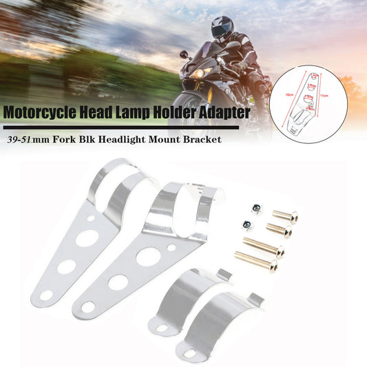 2x Motorcycle Motorbike Headlight Mount Bracket For Fork Tubes 39mm-51mm Chrome