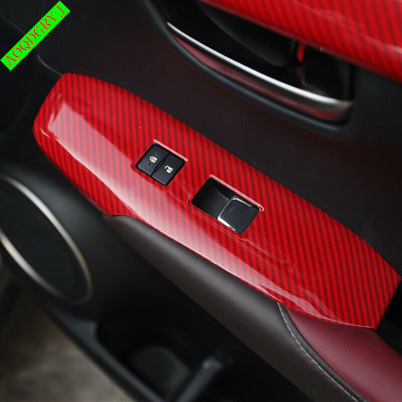 Red Carbon Fiber Side Window Lift Panel Trim for LEXUS NX200t 300H 300 2015-2021