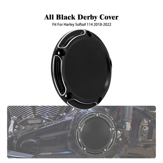Black Derby Cover for Harley Softail 107 114 Breakout Fat Boy Street Bob 18-2023