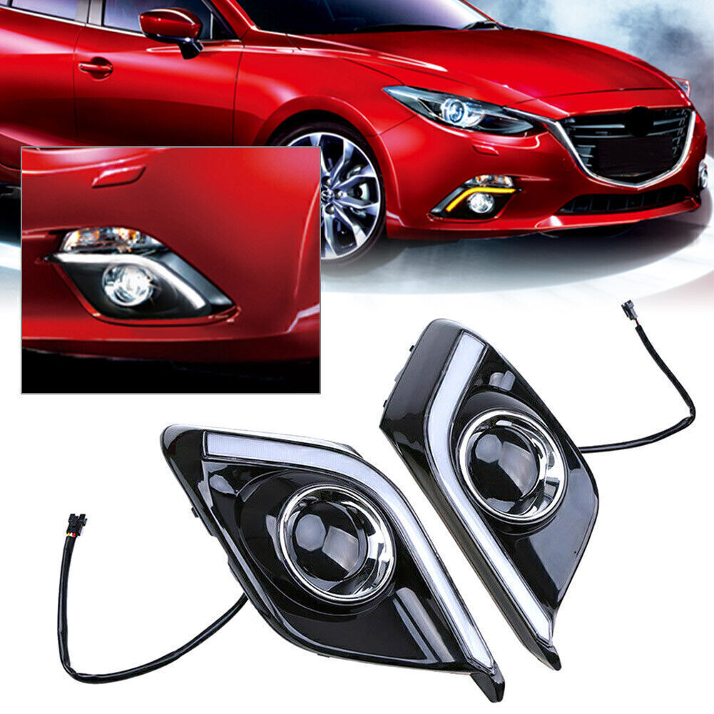 2PCS LED DRL Daytime Running Light for Mazda 3 Axela Car Fog Lamp DRL 2014-2016