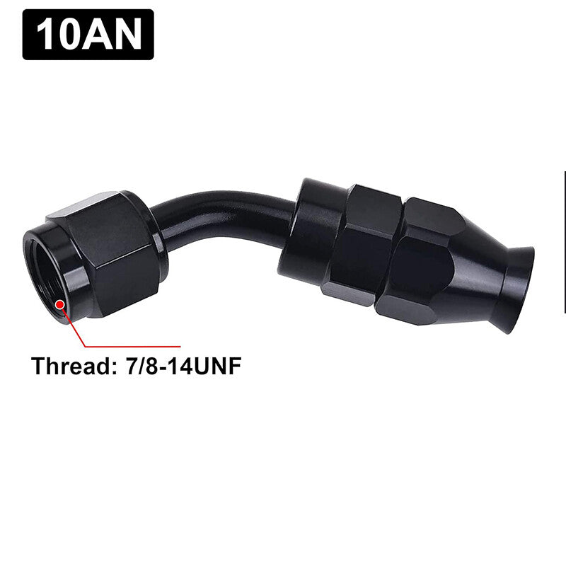 10AN PTFE Hose End Fitting Adapter AN10 45 Degree for PTFE Hose Line Only Black