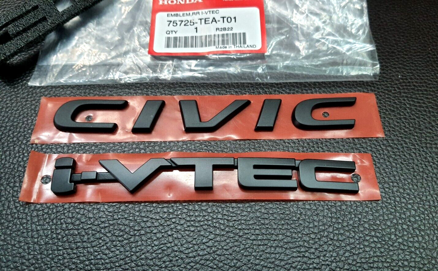 Civilian I-VTEC FC FK MATT black logo embroidered badge for rear for Honda for Civic 2015-21