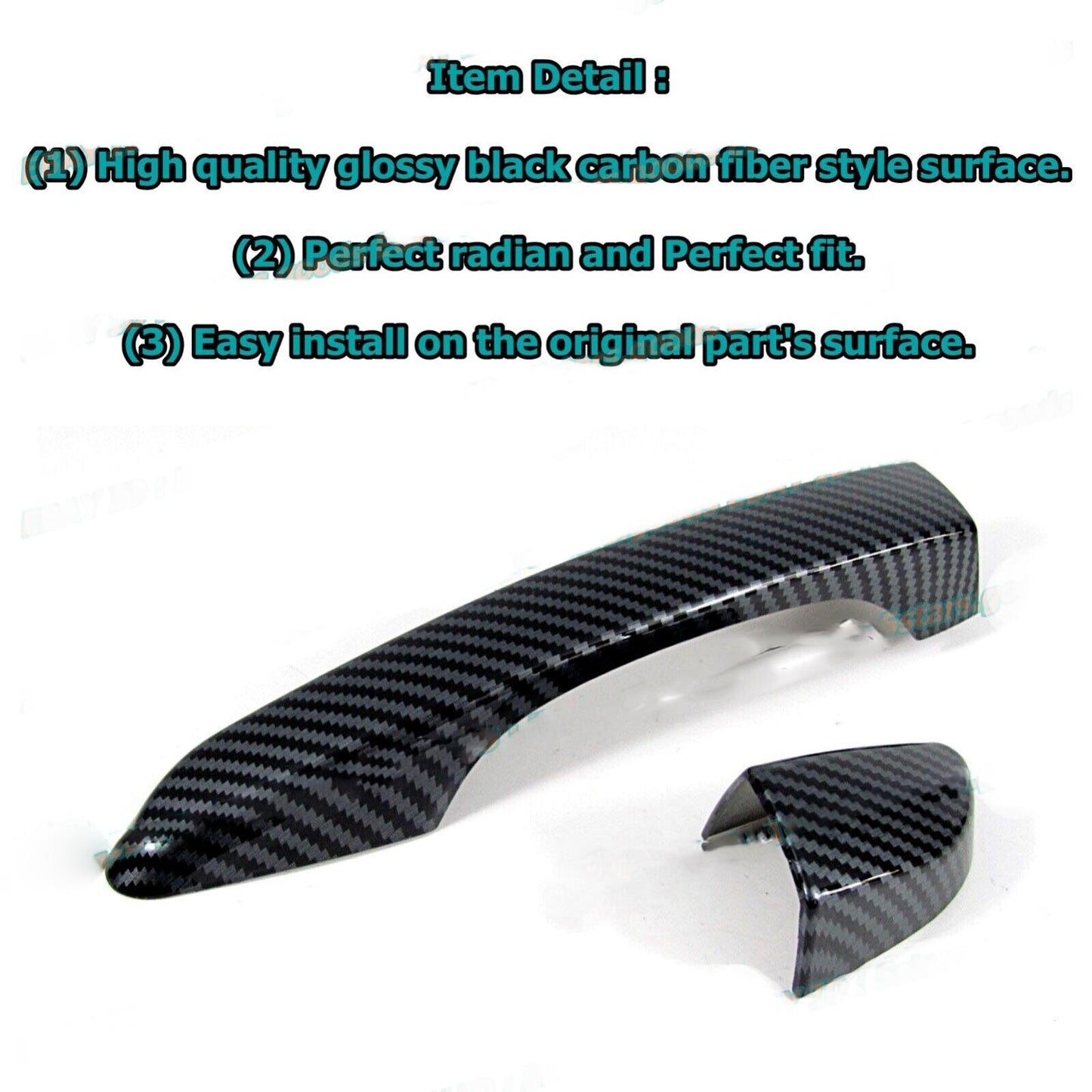 Shiny Carbon Fiber Cover Trim for 18-23 for Hyundai Kona N for Smart Side Door Handle