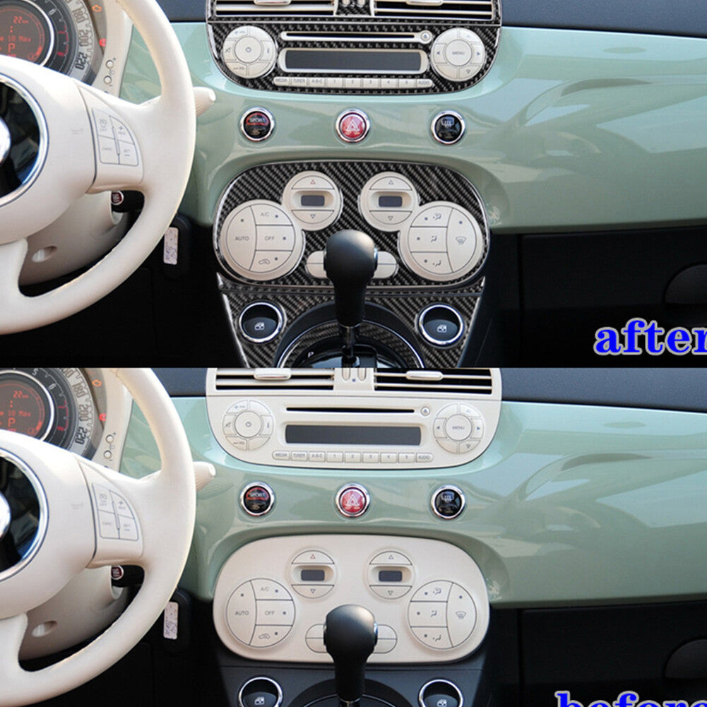 11X Carbon Fiber Digital Climate Center Console Trim Kit For 2012-2015 for Fiat 500