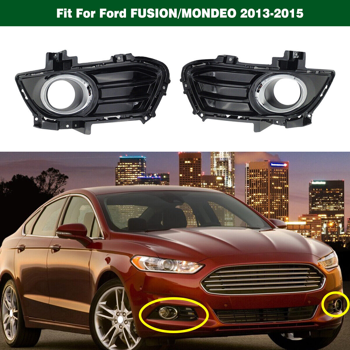 Front Bumper Fog light Grille Bezel Cover LR for Ford Fusion Mondeo 2013-2016