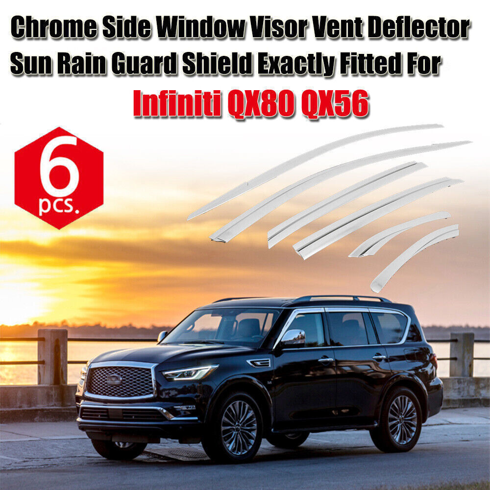 Window Visor Vent Deflector Sun Rain Guard Shade 6P For 2014-22 for Infiniti QX80
