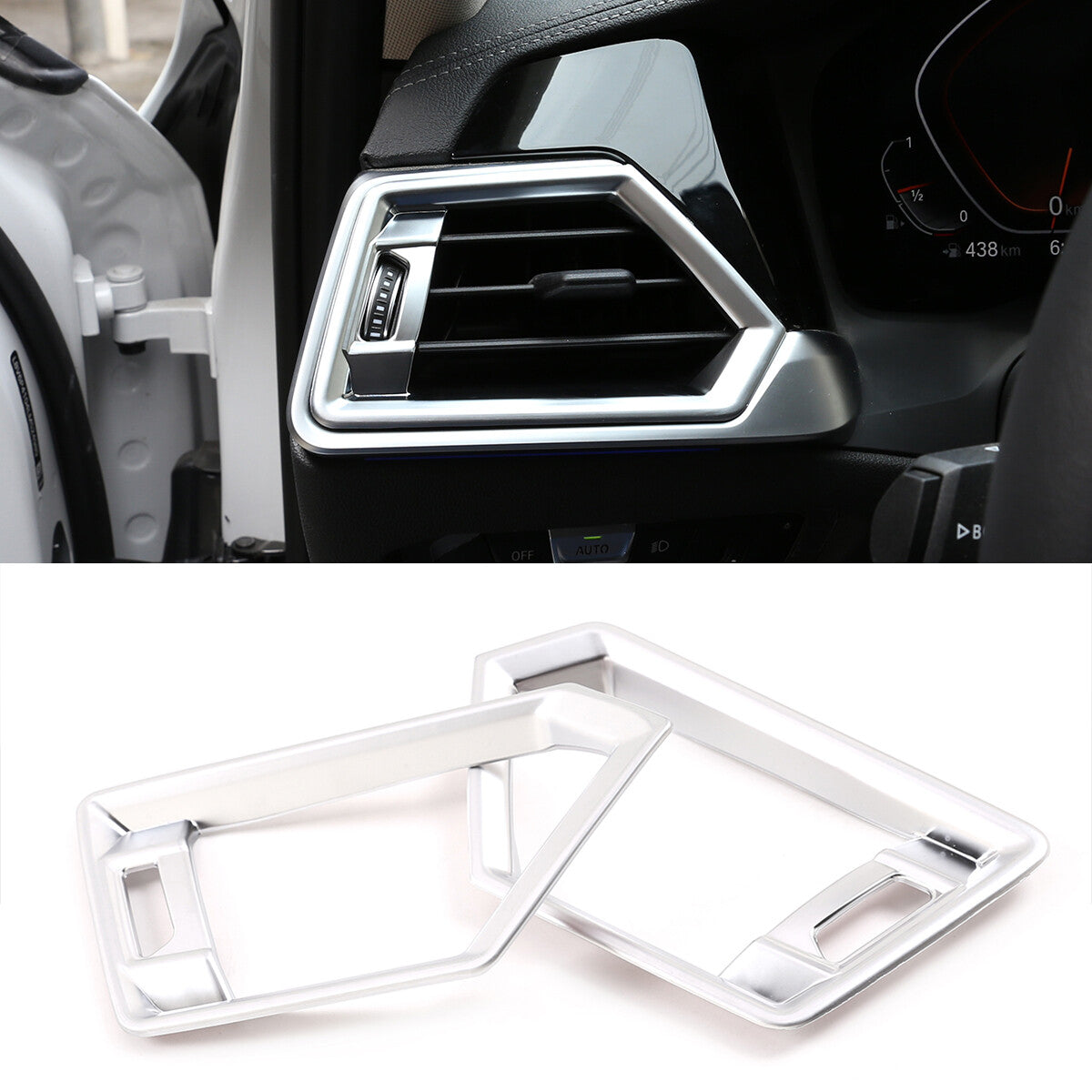 Silver ABS front fog light trim ring for Honda Pilot 2015-2022 (2 pieces)