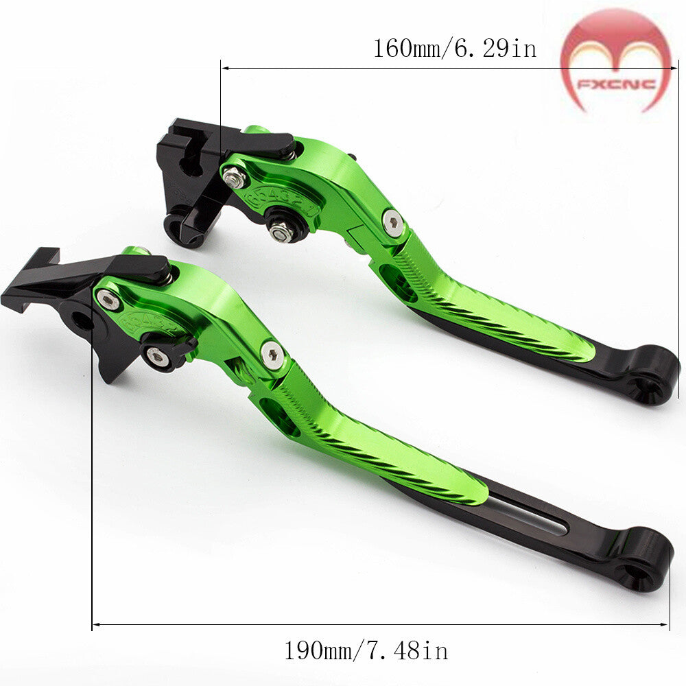CNC folding extended brake clutch lever suitable for NINJA650R/ER-6F/ER-6N 2009-2016 Green