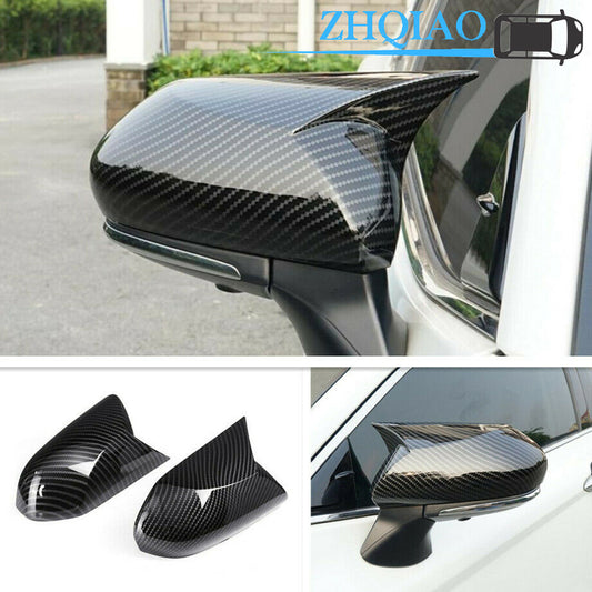 Carbon Fiber Look Ox Horn Rear View Mirror Cover Trim Fit for Toyota for Camry 2018-2020