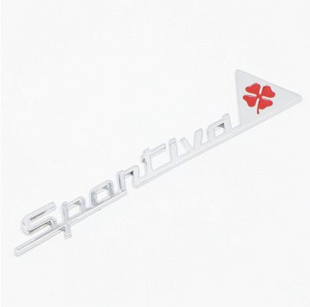 1-Piece for Alfa Romeo Silver/Red Sportiva Side Fender and Trunk Sticker Badges
