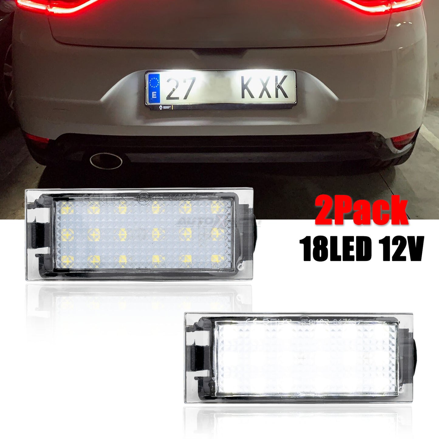 18 LED License Number Plate Light for Renault Twingo Clio Megane Laguna Espace