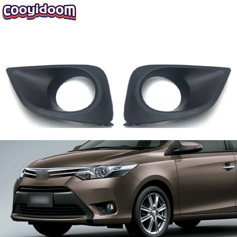 A pair of front bumper fog light grilles are suitable for Toyota Vios/Yaris sedans from 2013 to 2017.