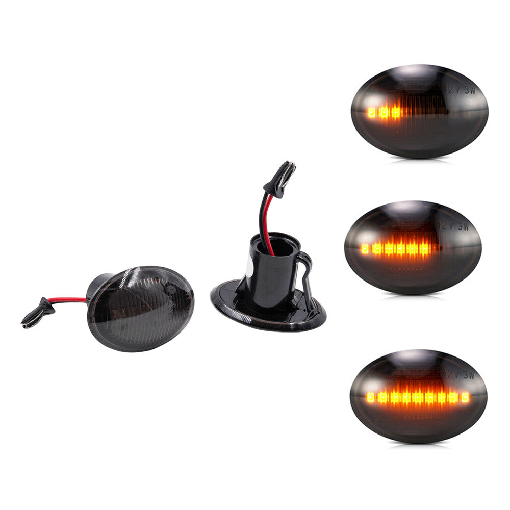 2x Smoked Dynamic LED Side Marker Turn Signal Light for Fiat 500 for Abarth 2007-19