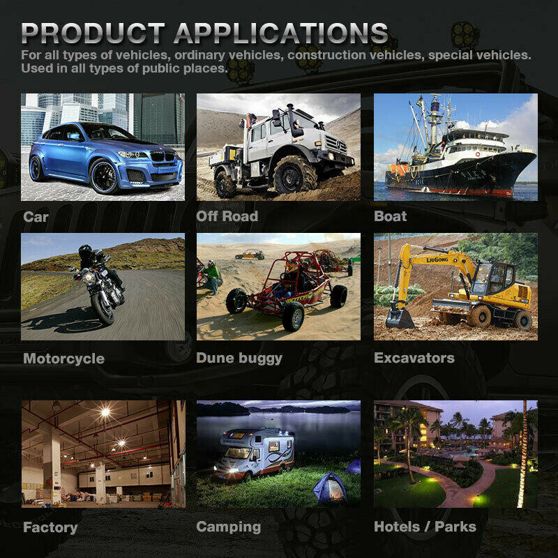 2 x 3-inch 40W yellow LED work light strips for fogging, all-terrain vehicles, 4WD, and off-road SUVs.