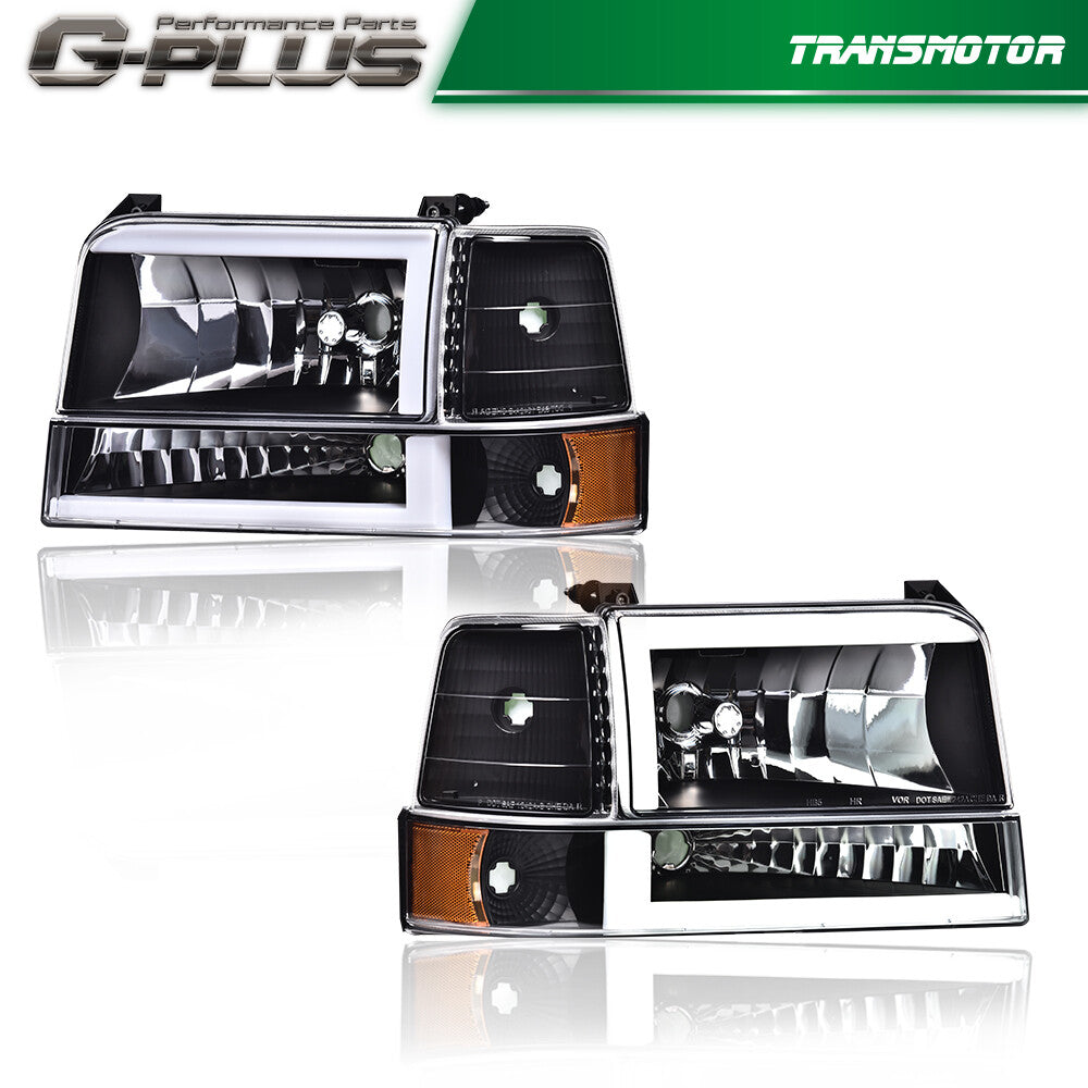 1992 - 1996 F150 F250 F350 Same LED Black and White Glossy + Black and Red Mold Glossy Finish