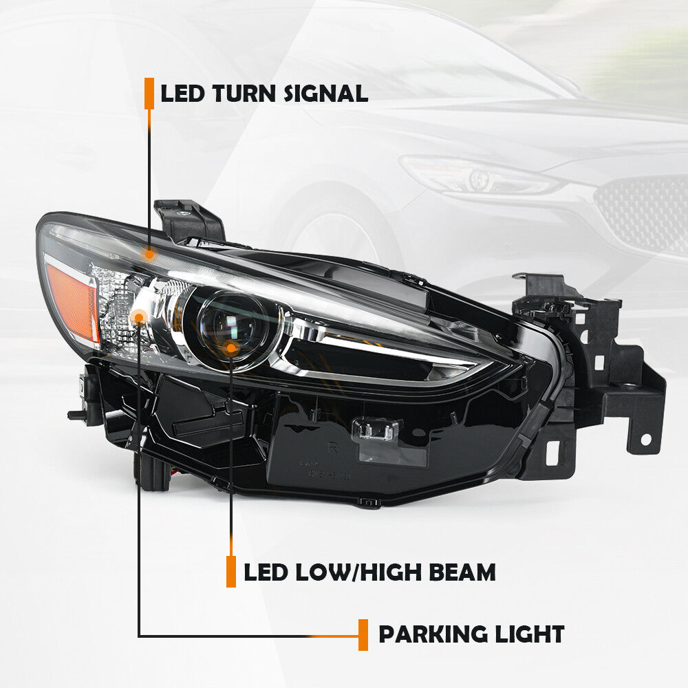 For 2018-2021 for Mazda 6 w/o Adaptive LED Projector Headlight Headlamp Passenger