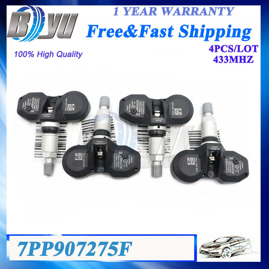 7PP907275F TPMS 4pcs Tire Pressure Sensor 433MHZ for Audi A4 A6 for A8 Q7 R8 for VW