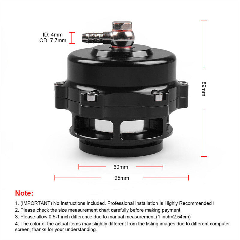 Universal Black 50mm Blow Off Valve BOV with V-band Clamp Aluminum Flange Spring